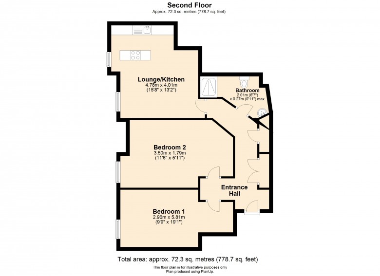 Floorplan for Beaconsfield Court, St. Helens Road, Ormskirk