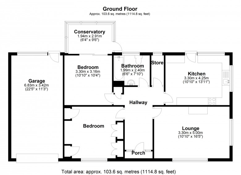 Floorplan for Meadow Close, Westhead