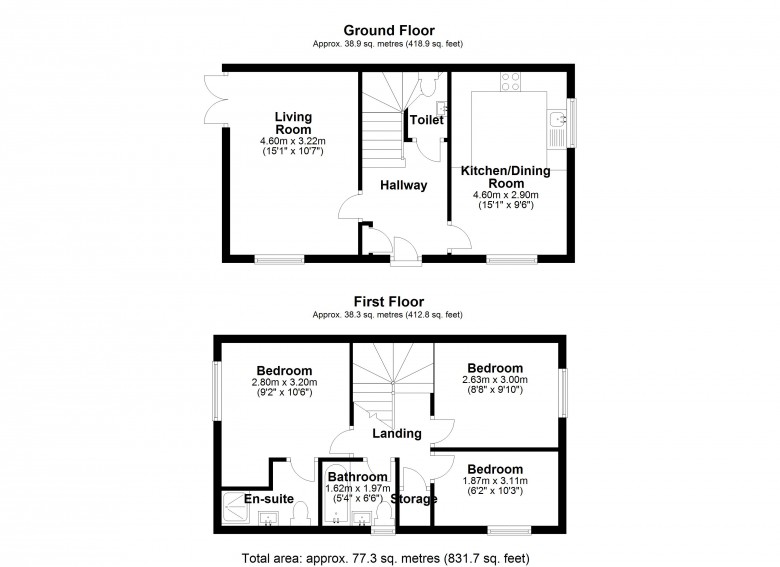 Floorplan for Bath Wood Close, Burscough