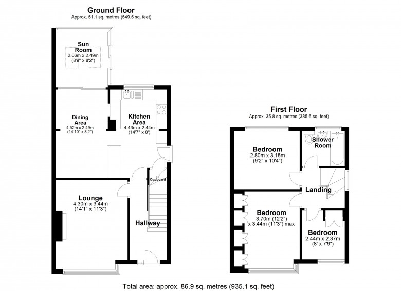 Floorplan for Marians Drive, Ormskirk