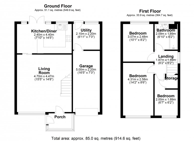 Floorplan for Nursery Avenue, Ormskirk